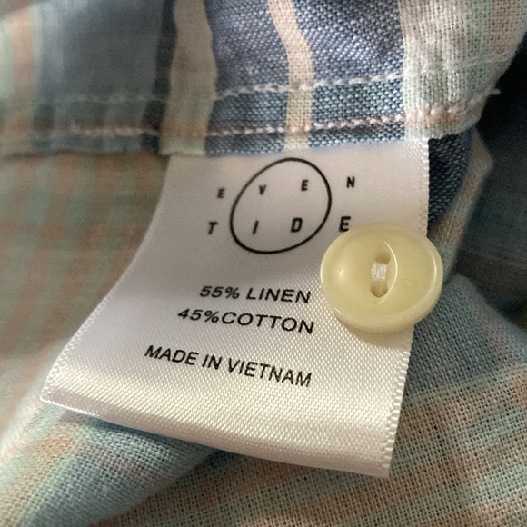 Even Tide mens L slim short sleeve button down shirt casual beachy summer - Picture 8 of 9